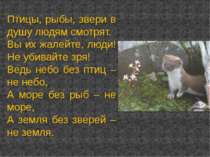 Птицы, рыбы, звери в душу людям смотрят. Вы их жалейте, люди! Не убивайте зря...