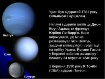 Нептун Уран Плутон Уран був відкритий 1781 року Вільямом Гершелем. Нептун від...