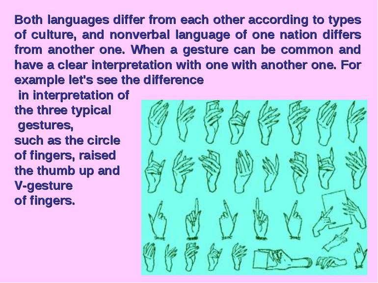 Both languages differ from each other according to types of culture, and nonv...