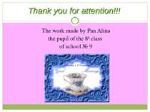 The work made by Pan Alina the pupil of the 8th class of school № 9 Thank you...