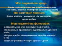 Моє педагогічне кредо Учень – це не амфора, яку потрібно наповнити знаннями, ...