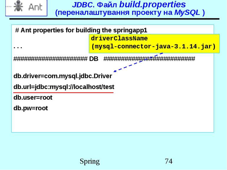 JDBC. Файл build.properties (переналаштування проекту на MySQL ) # Ant proper...