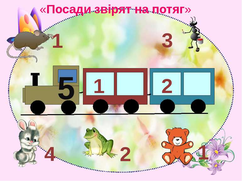 5 1 2 3 1 1 2 4 «Посади звірят на потяг»