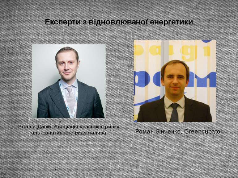 Експерти з відновлюваної енергетики Віталій Давій, Асоціація учасників ринку ...