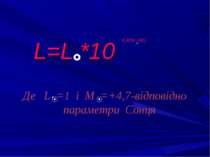 L=L *10 0,4(М –М) Де L =1 і М =+4,7-відповідно параметри Сонця