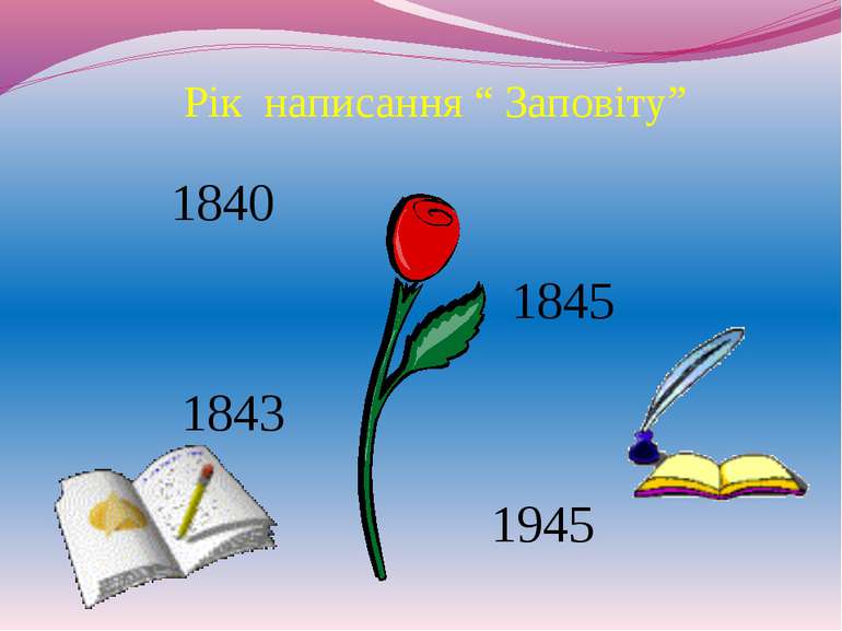 Рік написання “ Заповіту” 1840 1845 1843 1945