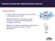 Існуюча ситуація: В Україні більше 270 відомчих баз даних (БД), що не взаємод...
