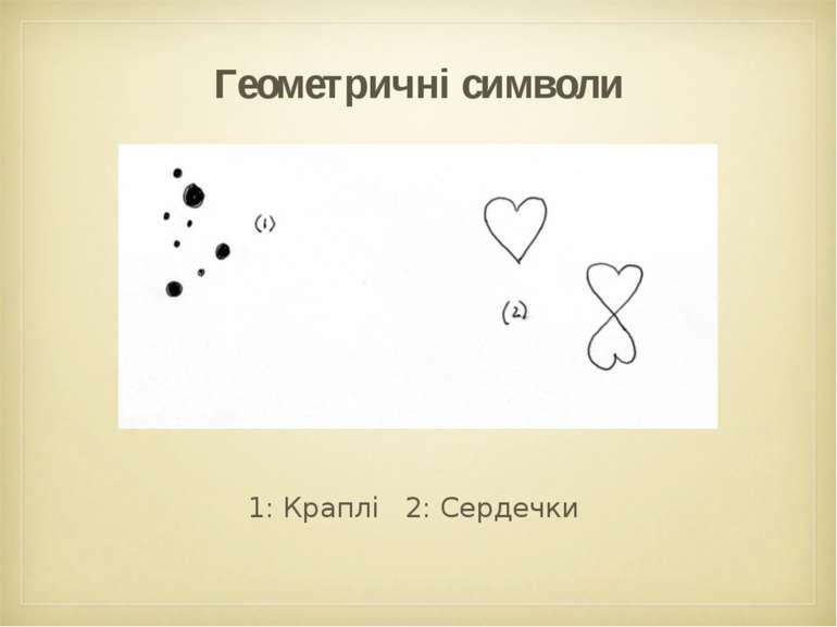 Геометричні символи 1: Краплі 2: Сердечки