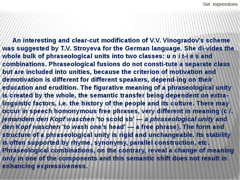Set expressions An interesting and clear-cut modification of V.V. Vinogradov'...
