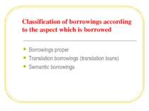Classification of borrowings according to the aspect which is borrowed Borrow...