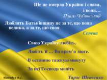 Ще не вмерла України і слава, і воля… Павло Чубинський Люблять Батьківщину не...