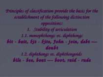 Principles of classification provide the basis for the establishment of the f...