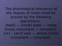 The phonological relevance of the degree of noise could be proved by the foll...