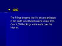 2000 The Fringe became the first arts organization in the world to sell ticke...