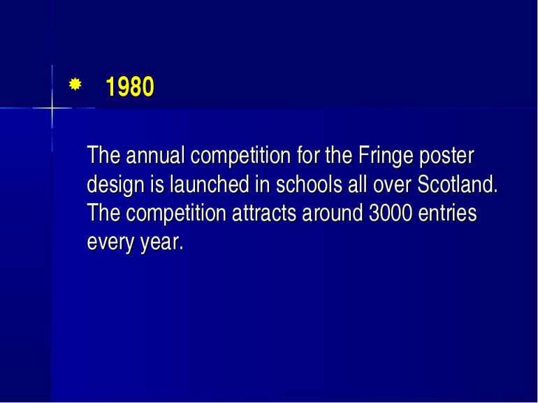 1980 The annual competition for the Fringe poster design is launched in schoo...