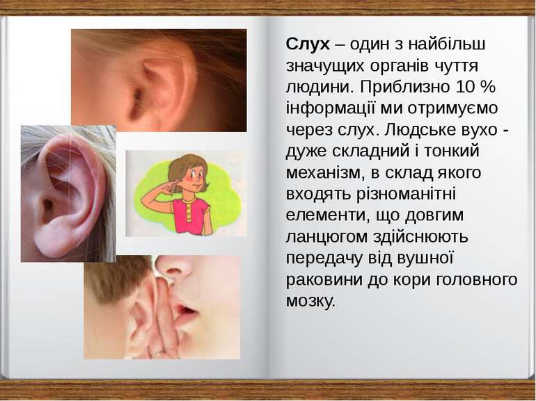 Слух – один з найбільш значущих органів чуття людини. Приблизно 10 % інформац...