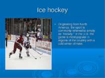 Ice hockey Originating from North America, the sport is commonly referred to ...