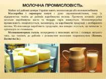 МОЛОЧНА ПРОМИСЛОВІСТЬ. Майже всі районні центри України мають молокозаводи аб...