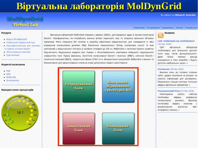 Віртуальна лабораторія MolDynGrid