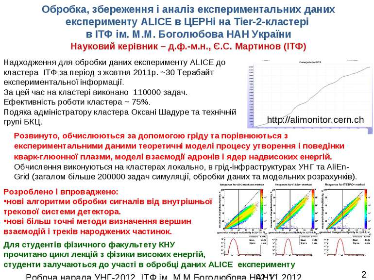 Обробка, збереження і аналіз експериментальних даних експерименту ALICE в ЦЕР...