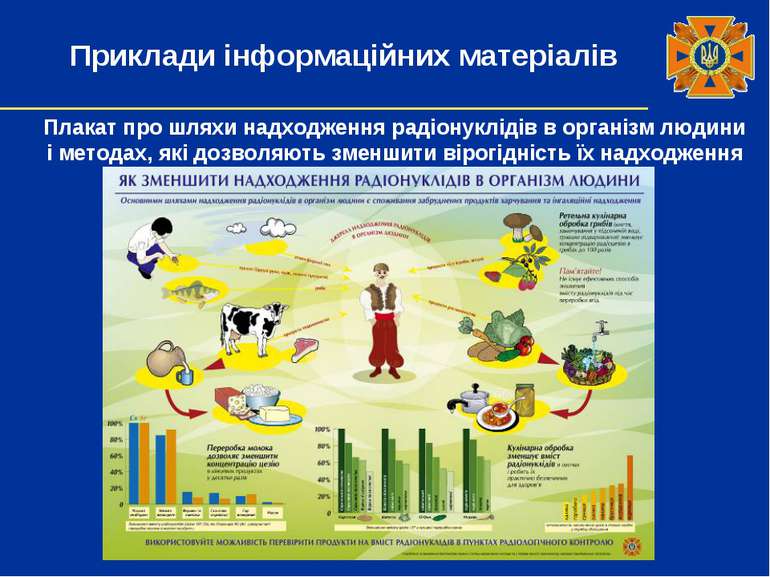 Плакат про шляхи надходження радіонуклідів в організм людини і методах, які д...