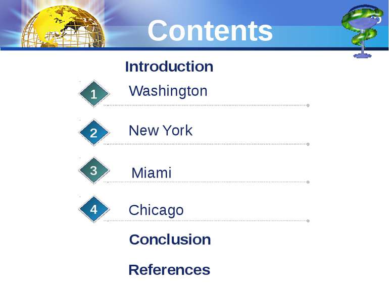 Contents New York 1 2 3 Chicago 4 Introduction Washington Miami Conclusion Re...