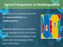 Some group of academics argues for the maximal definition of multilingualism....
