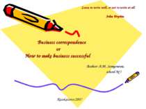 Business correspondence or How to make business successful