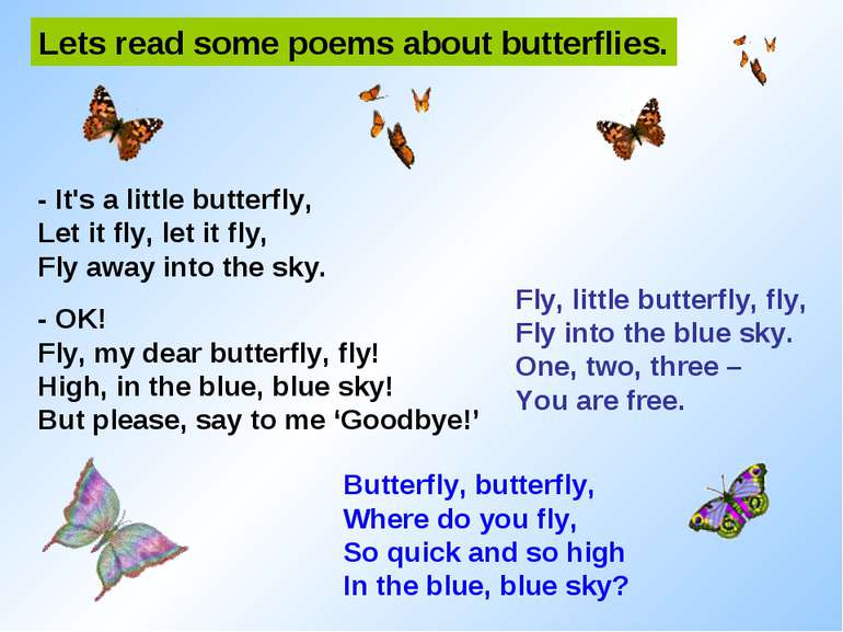 - OK! Fly, my dear butterfly, fly! High, in the blue, blue sky! But please, s...