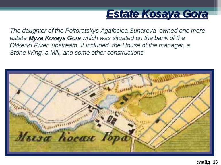 Estate Kosaya Gora The daughter of the Poltoratskys Agafoclea Suhareva owned ...
