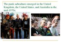 The punk subculture emerged in the United Kingdom, the United States, and Aus...