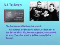 N.I.Trufanov The first memorial table on the school… N.I.Trufanov studied at ...