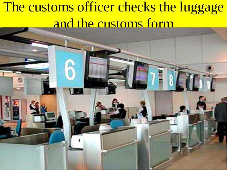 The customs officer checks the luggage and the customs form