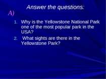 Answer the questions: Why is the Yellowstone National Park one of the most po...