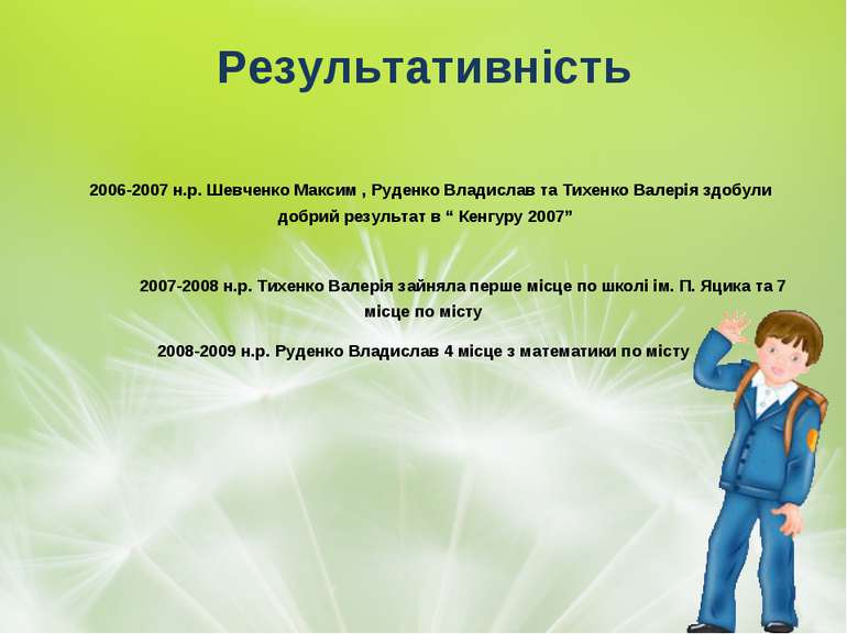 Результативність 2006-2007 н.р. Шевченко Максим , Руденко Владислав та Тихенк...