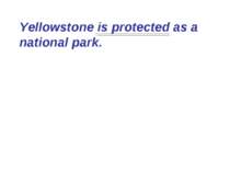 Yellowstone is protected as a national park.