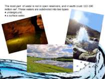 The most part of water is not in open reservoirs, and in earth crust: 110-190...