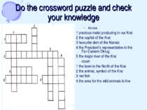 Do the crossword puzzle and check your knowledge Across 1 precious metal prod...
