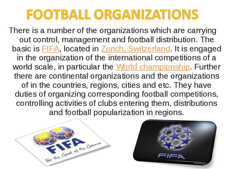 There is a number of the organizations which are carrying out control, manage...