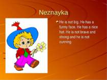 Neznayka He is not big. He has a funny face. He has a nice hat. He is not bra...