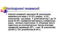 Нелікарняні пневмонії Атипові пневмонії, викликані M. pneumoniae, виявляються...