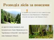 до першого поясу належать усі ліси, за винятком лісів Закарпатської, Івано-Фр...