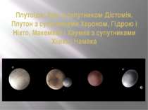 Плутоїди: Еріс з супутником Дістомія, Плутон з супутниками Хароном, Гідрою і ...