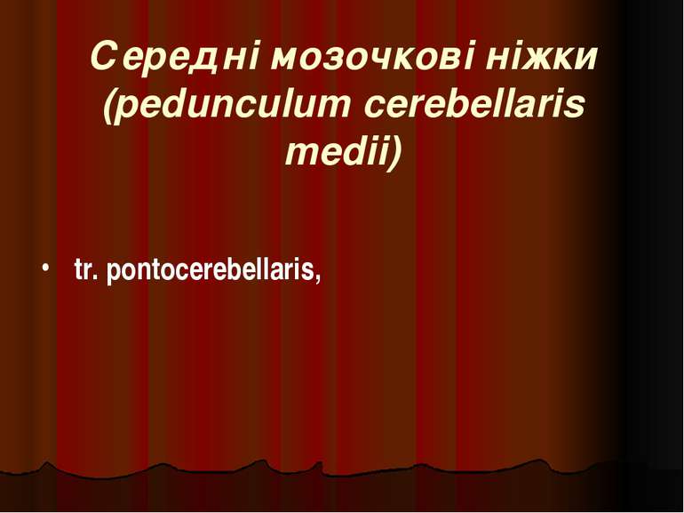 Середні мозочкові ніжки (pedunculum cerebellaris medii) tr. pontocerebellaris,