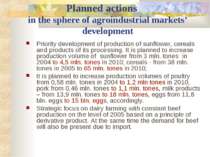 Planned actions in the sphere of agroindustrial markets’ development Priority...