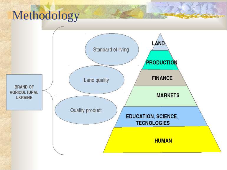 Methodology Standard of living Land quality Quality product BRAND OF AGRICULT...