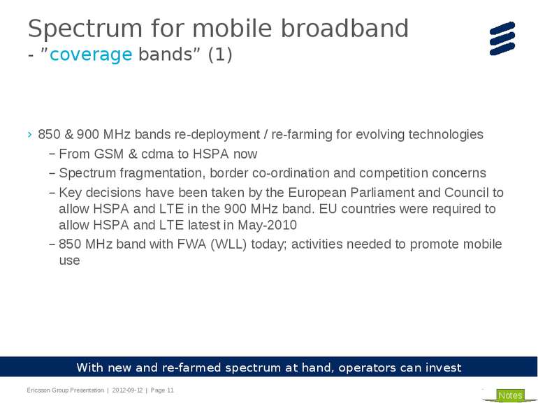 850 & 900 MHz bands re-deployment / re-farming for evolving technologies From...