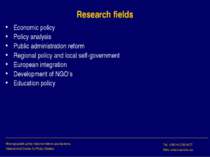 Research fields Economic policy Policy analysis Public administration reform ...