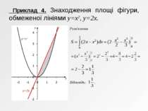 Приклад 4. Знаходження площі фігури, обмеженої лініями y=x2, y=2x. Розв'язанн...