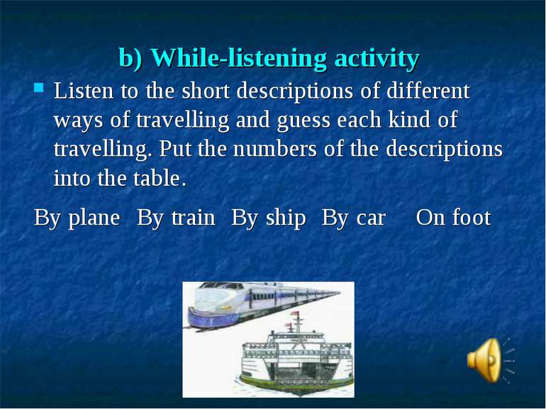 b) While-listening activity Listen to the short descriptions of different way...